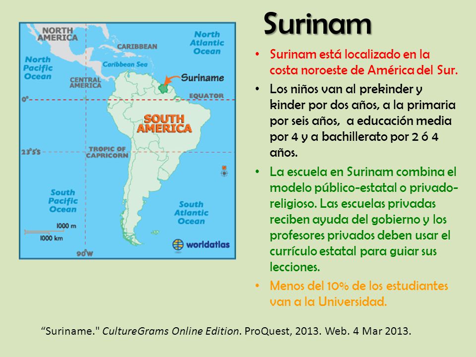 Surinam Surinam está localizado en la costa noroeste de América del Sur.