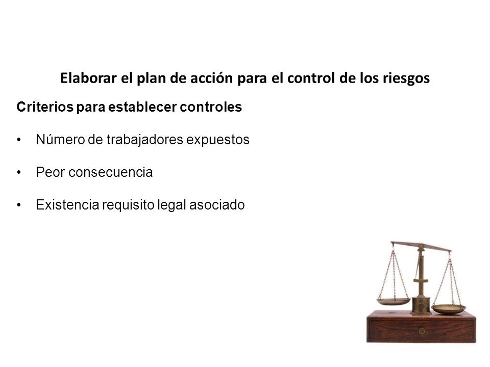 Elaborar el plan de acción para el control de los riesgos