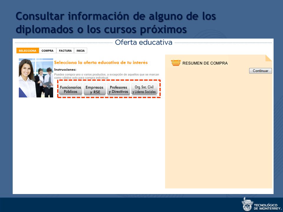 Consultar información de alguno de los diplomados o los cursos próximos