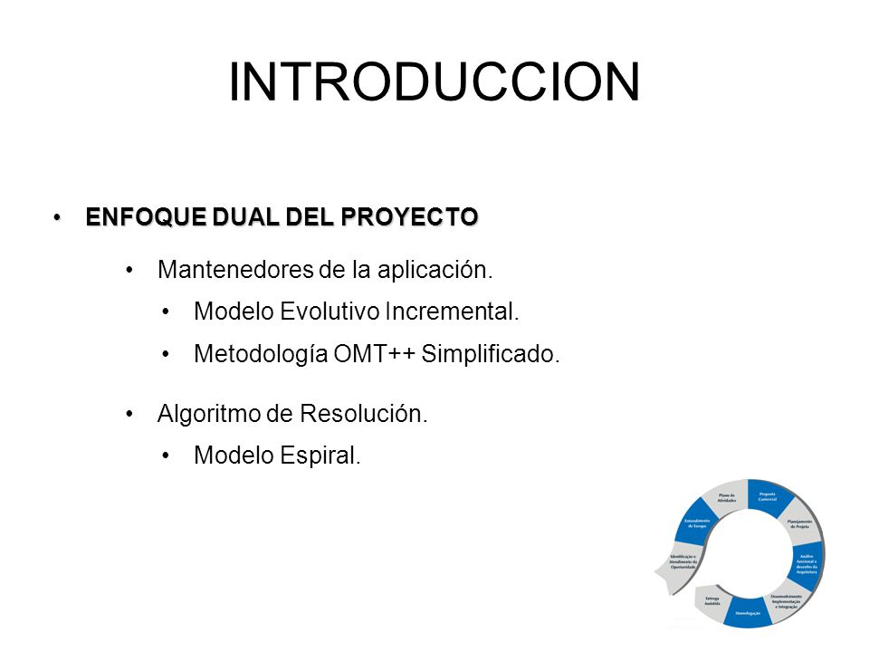 INTRODUCCION ENFOQUE DUAL DEL PROYECTO Mantenedores de la aplicación.