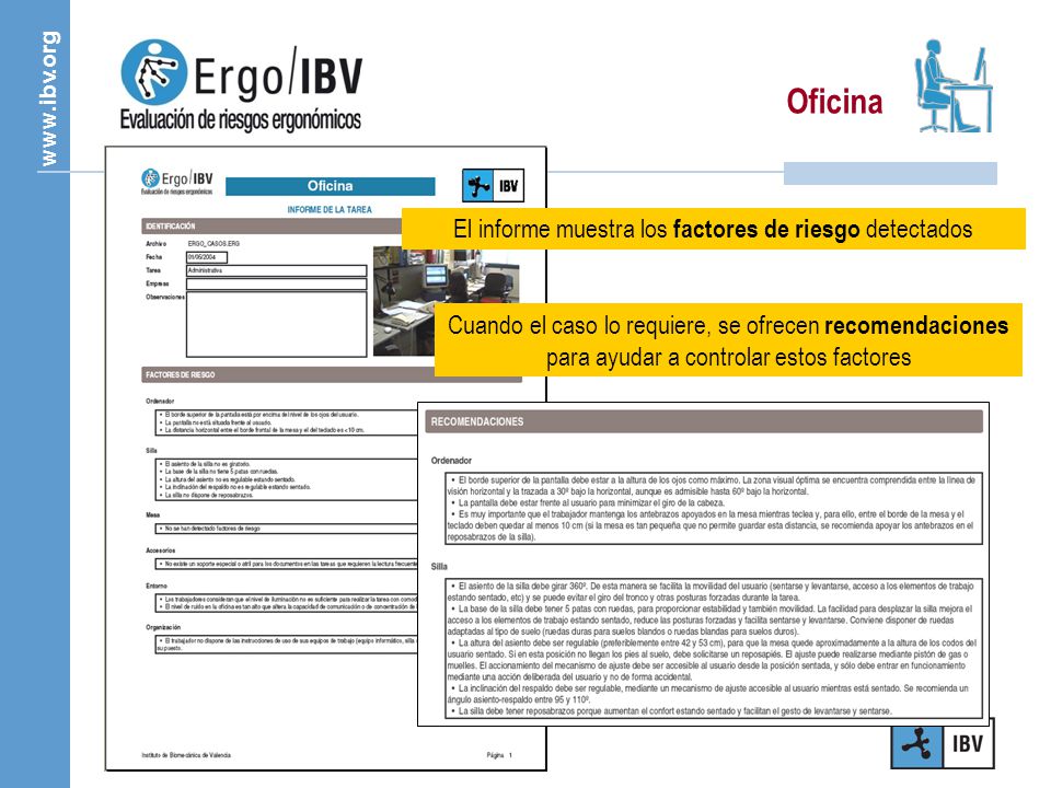 El informe muestra los factores de riesgo detectados