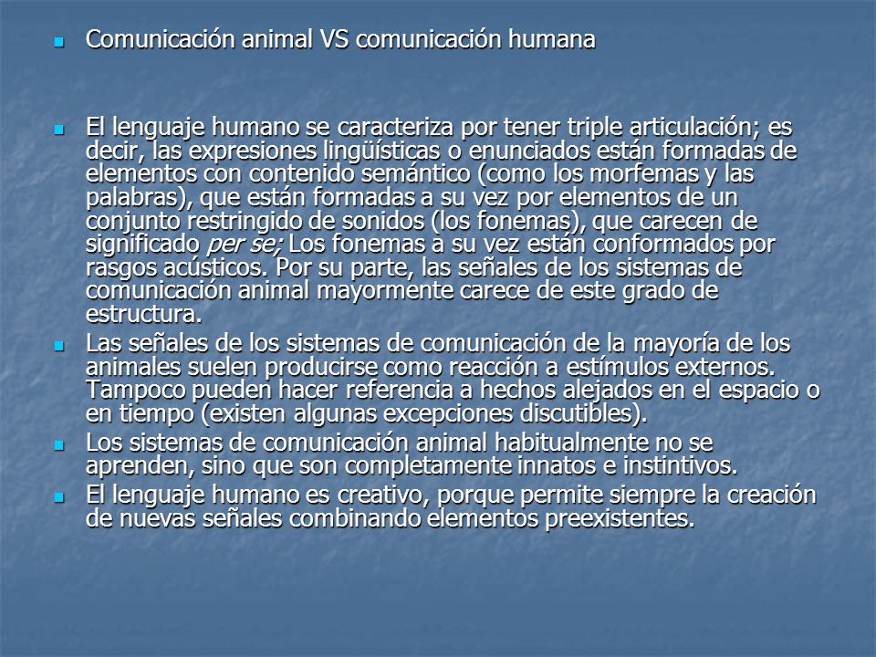 Comunicación animal VS comunicación humana