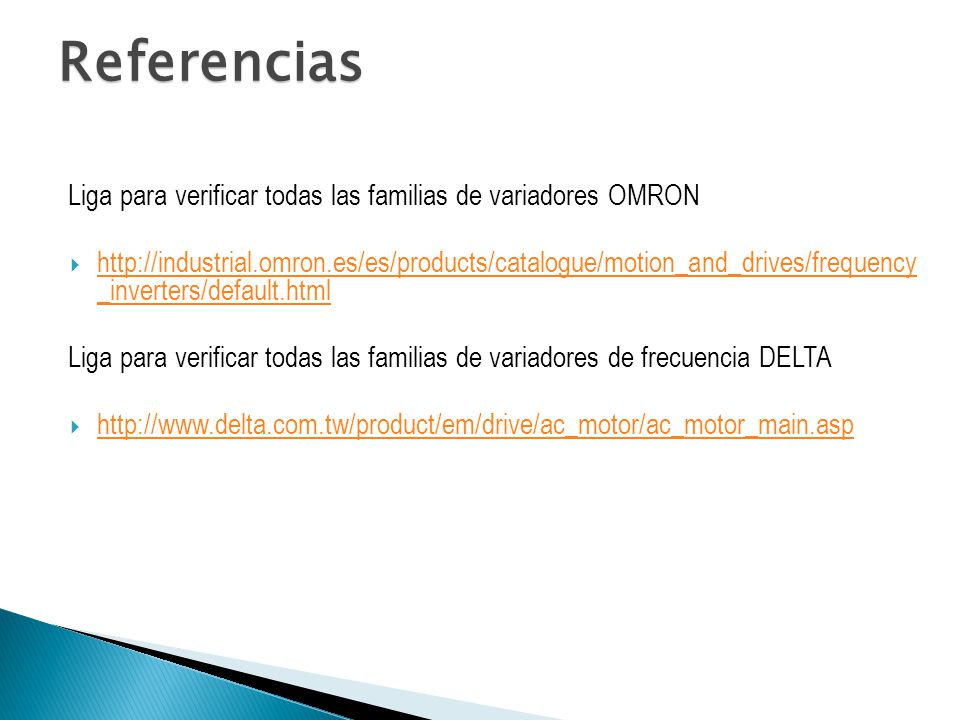 Referencias Liga para verificar todas las familias de variadores OMRON