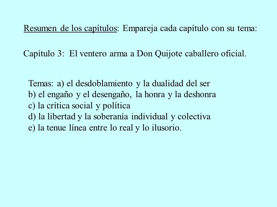 Capítulo 3: El ventero arma a Don Quijote caballero oficial.