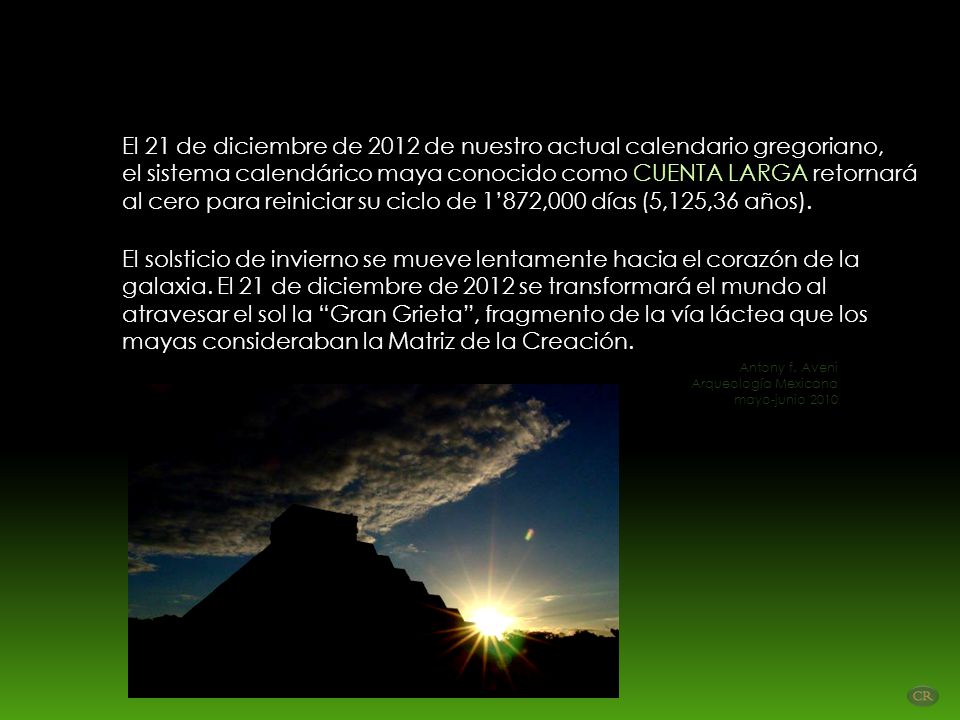 El 21 de diciembre de 2012 de nuestro actual calendario gregoriano,