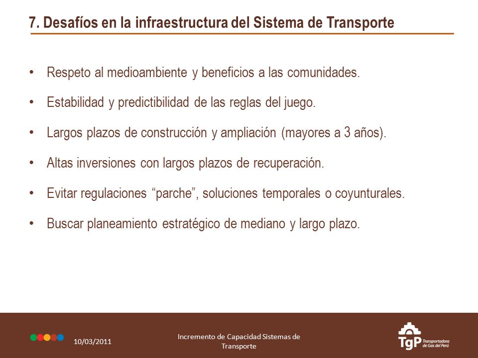 7. Desafíos en la infraestructura del Sistema de Transporte