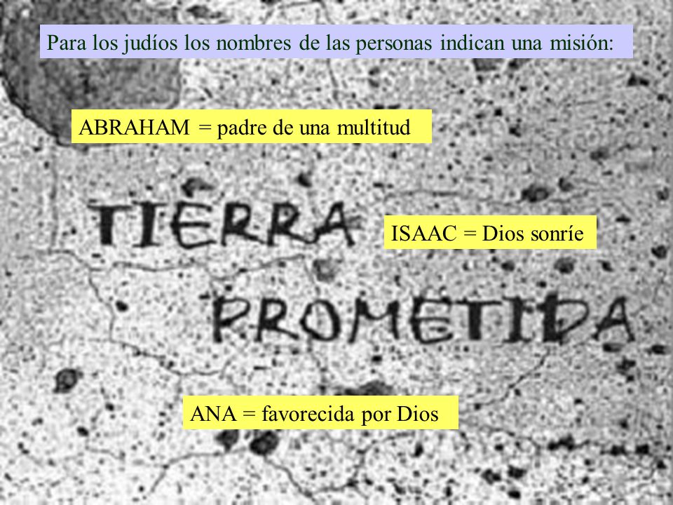 Para los judíos los nombres de las personas indican una misión: