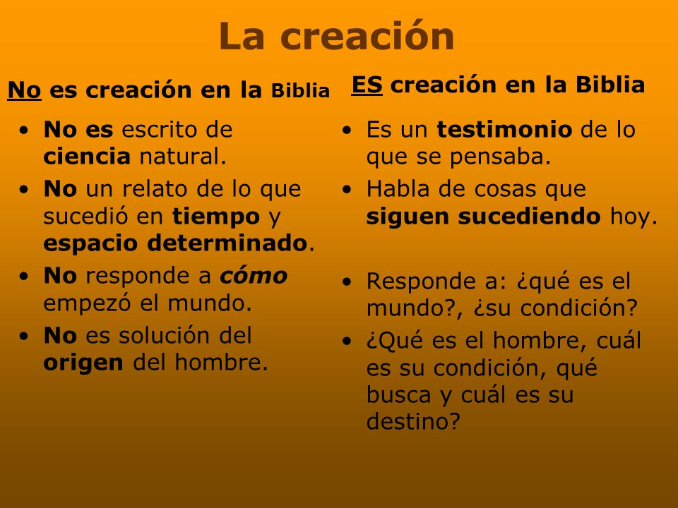 La creación No es creación en la Biblia ES creación en la Biblia
