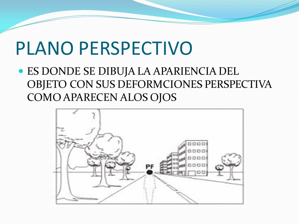 PLANO PERSPECTIVO ES DONDE SE DIBUJA LA APARIENCIA DEL OBJETO CON SUS DEFORMCIONES PERSPECTIVA COMO APARECEN ALOS OJOS.