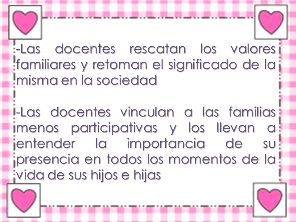 Las docentes rescatan los valores familiares y retoman el significado de la misma en la sociedad