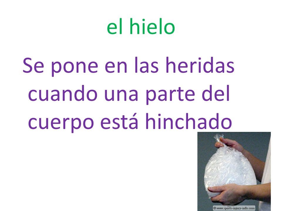 el hielo Se pone en las heridas cuando una parte del cuerpo está hinchado