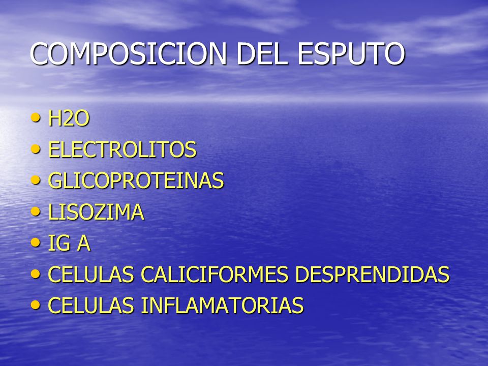 COMPOSICION DEL ESPUTO