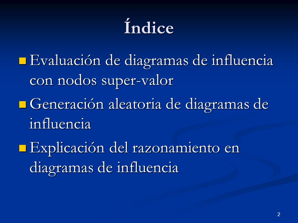 Índice Evaluación de diagramas de influencia con nodos super-valor
