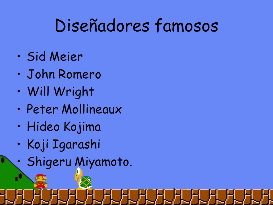 Diseñadores famosos Sid Meier John Romero Will Wright Peter Mollineaux
