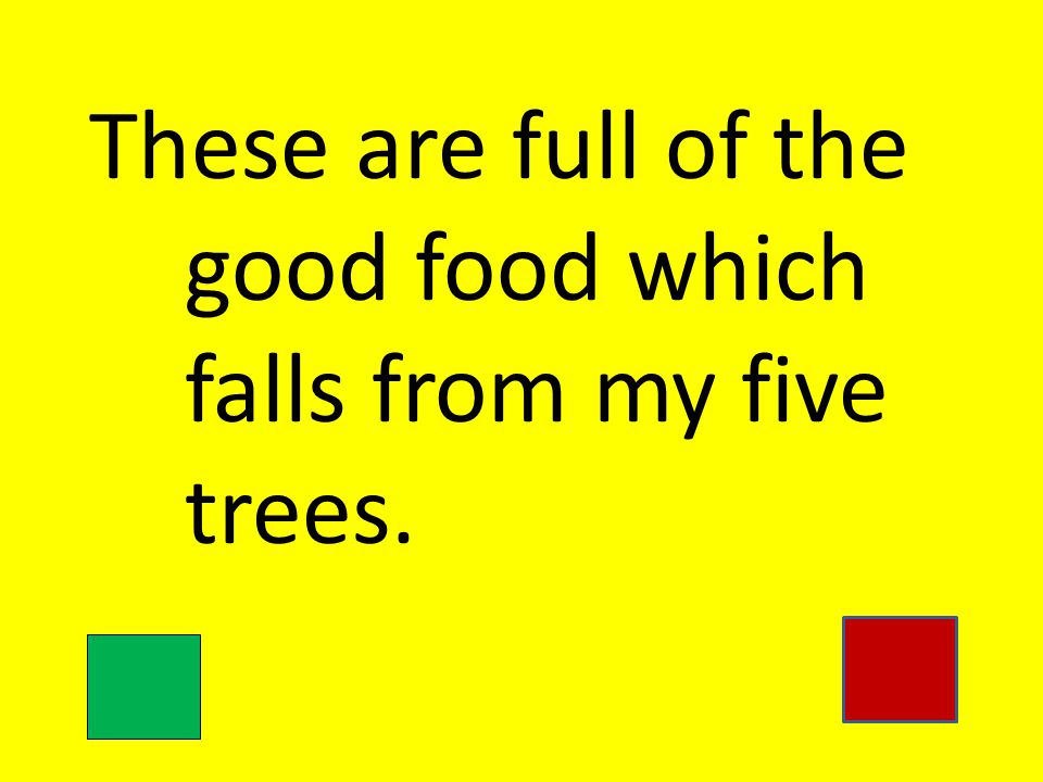These are full of the good food which falls from my five trees.