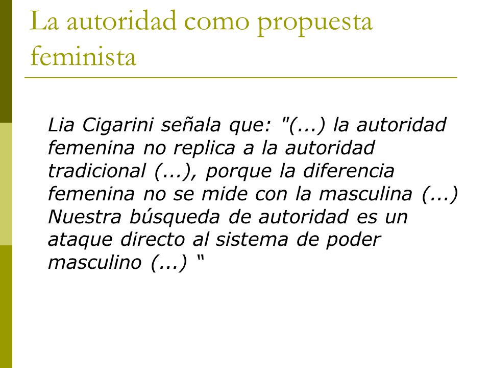 La autoridad como propuesta feminista