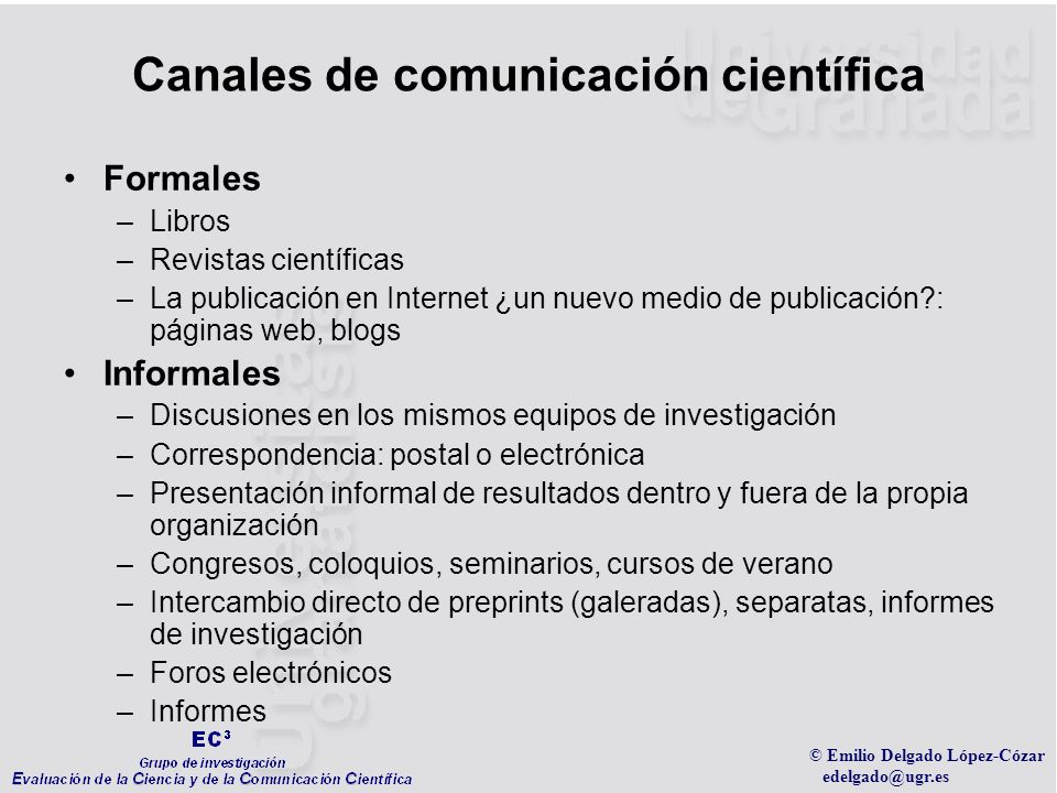 Canales de comunicación científica