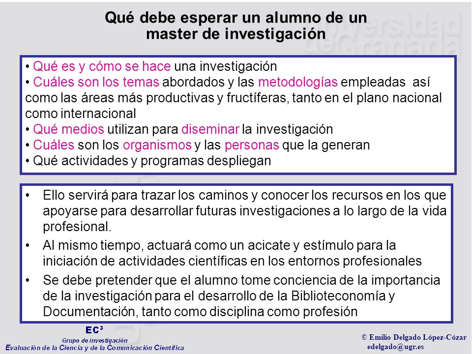 Qué debe esperar un alumno de un master de investigación