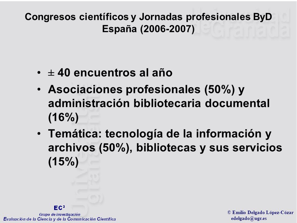 Congresos científicos y Jornadas profesionales ByD España ( )
