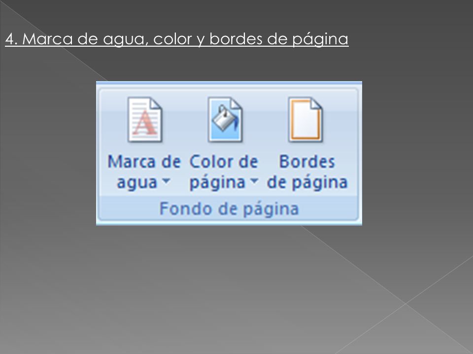 4. Marca de agua, color y bordes de página
