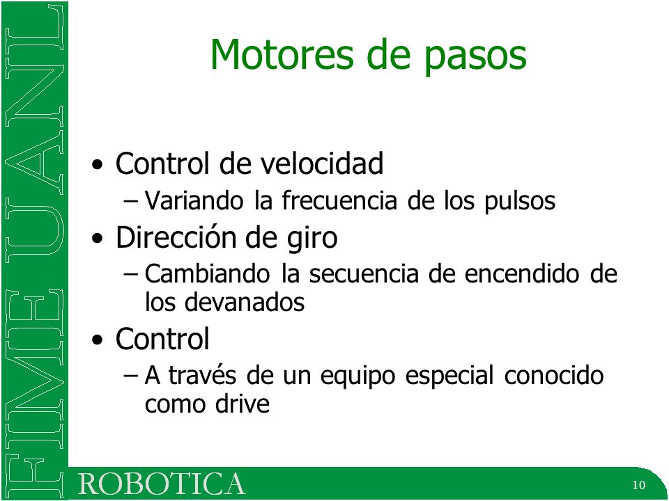 Motores de pasos Control de velocidad Dirección de giro Control
