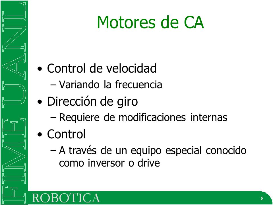 Motores de CA Control de velocidad Dirección de giro Control