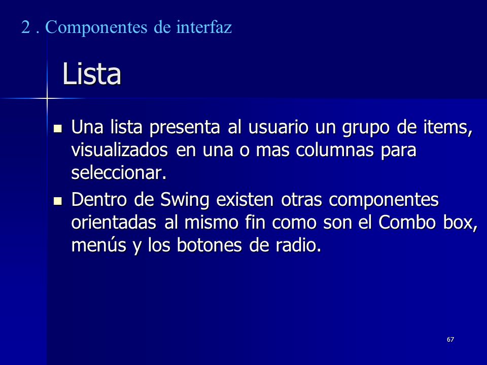 Lista 2 . Componentes de interfaz