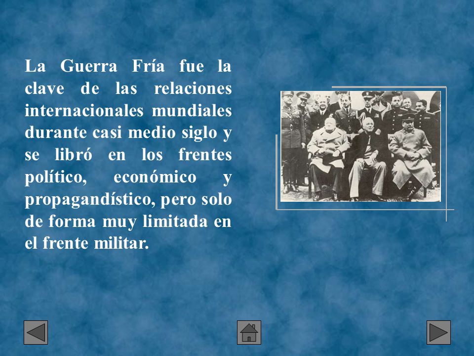 La Guerra Fría fue la clave de las relaciones internacionales mundiales durante casi medio siglo y se libró en los frentes político, económico y propagandístico, pero solo de forma muy limitada en el frente militar.