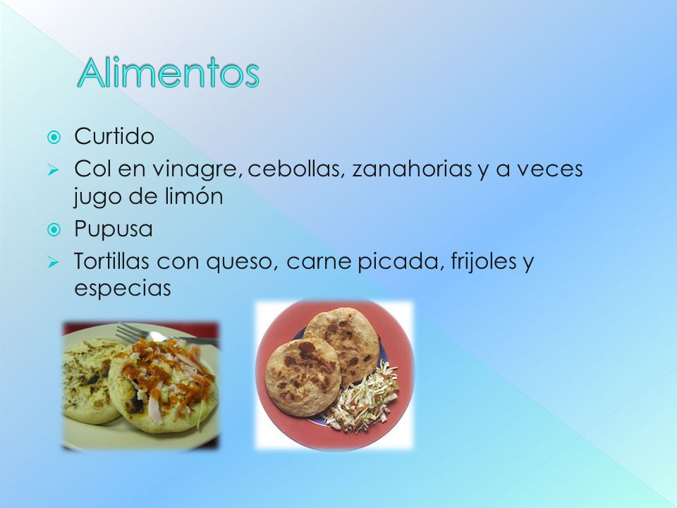 Alimentos Curtido. Col en vinagre, cebollas, zanahorias y a veces jugo de limón.
