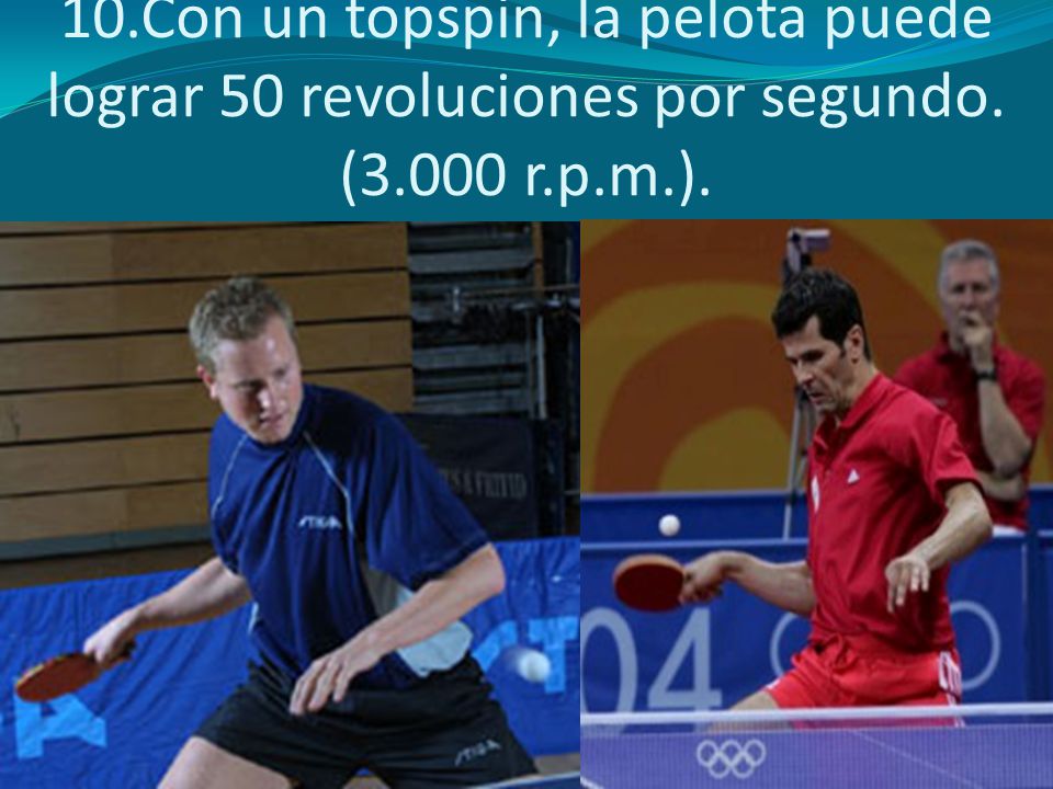 10. Con un topspin, la pelota puede lograr 50 revoluciones por segundo