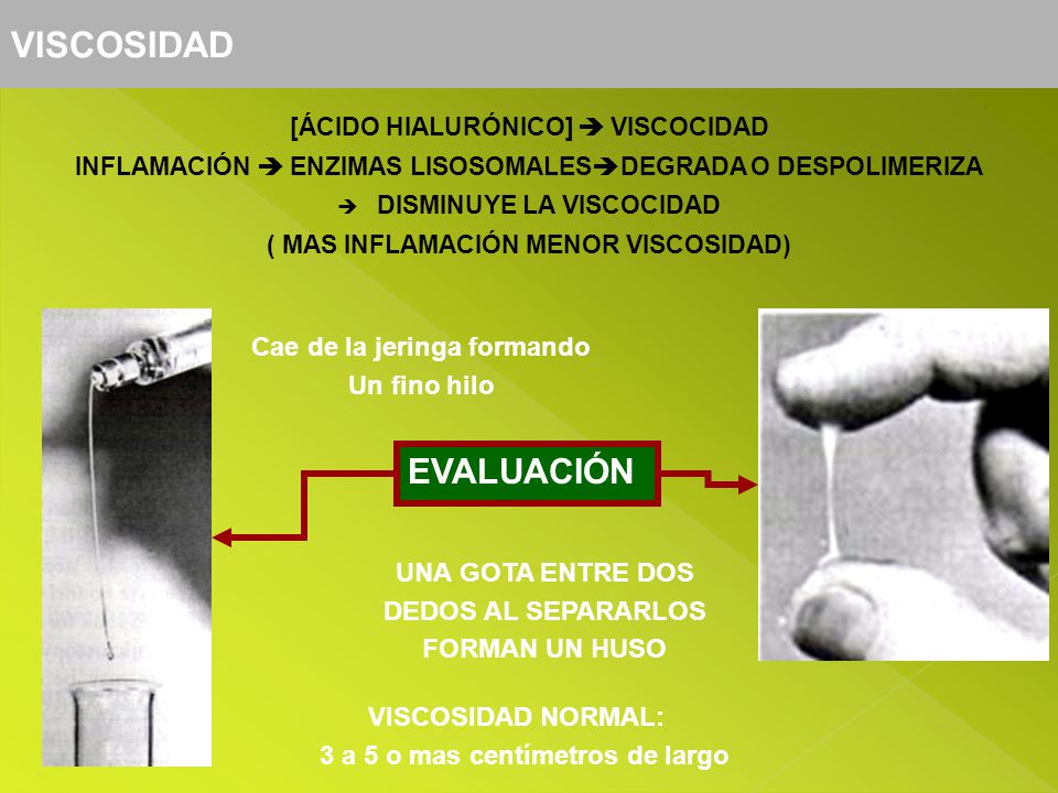 VISCOSIDAD EVALUACIÓN Cae de la jeringa formando Un fino hilo