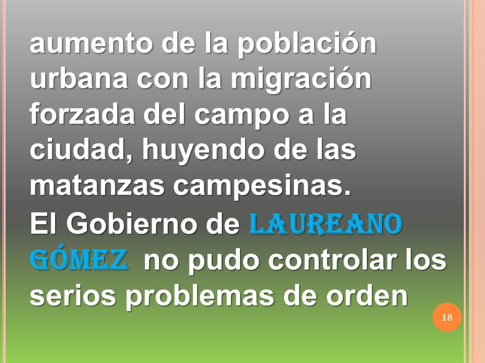 aumento de la población urbana con la migración forzada del campo a la ciudad, huyendo de las matanzas campesinas.