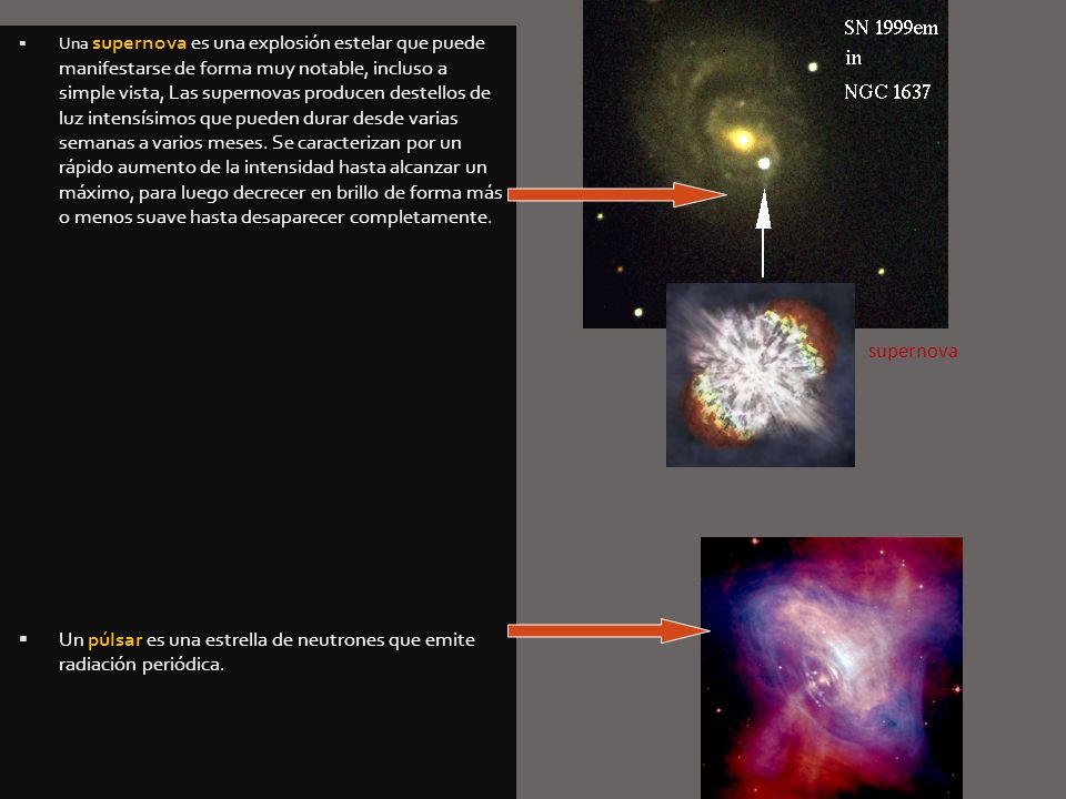 Un púlsar es una estrella de neutrones que emite radiación periódica.