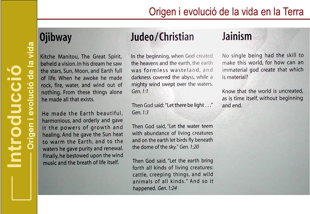 Introducció Origen i evolució de la vida en la Terra