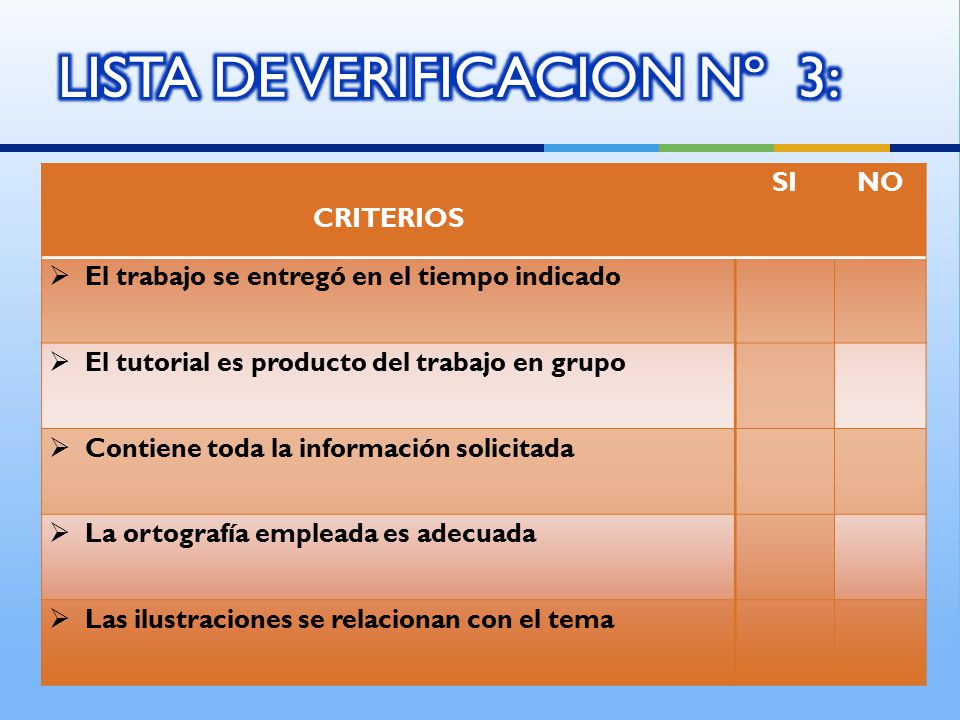 LISTA DE VERIFICACION Nº 3: