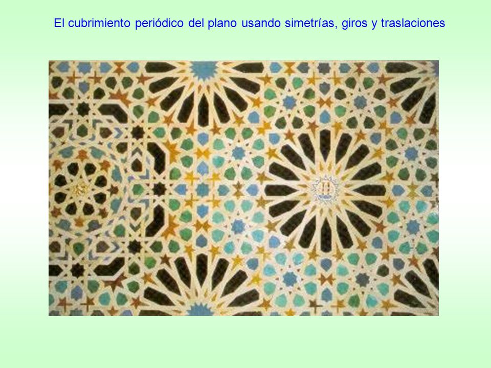 El cubrimiento periódico del plano usando simetrías, giros y traslaciones