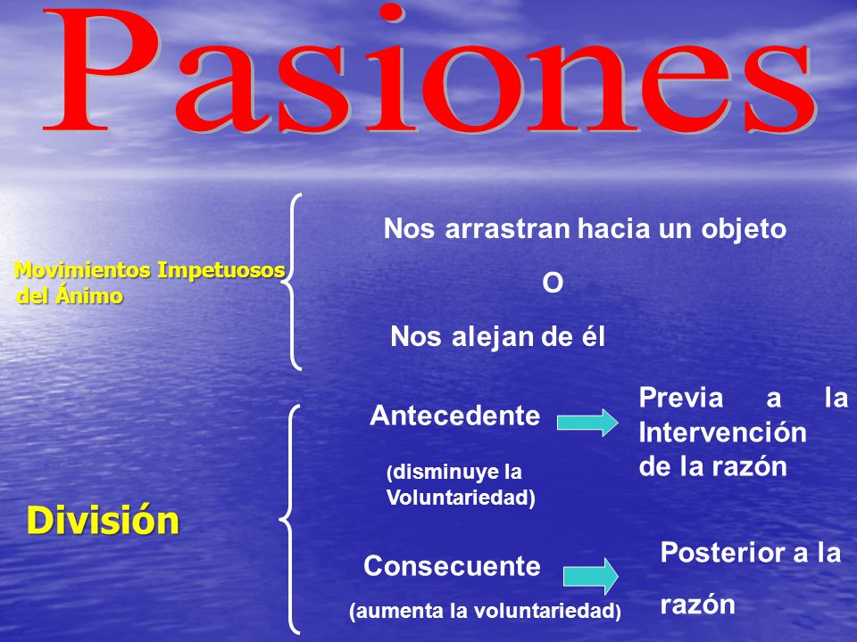 Pasiones División Nos arrastran hacia un objeto O Nos alejan de él
