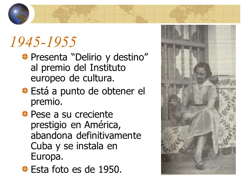 Presenta Delirio y destino al premio del Instituto europeo de cultura. Está a punto de obtener el premio.