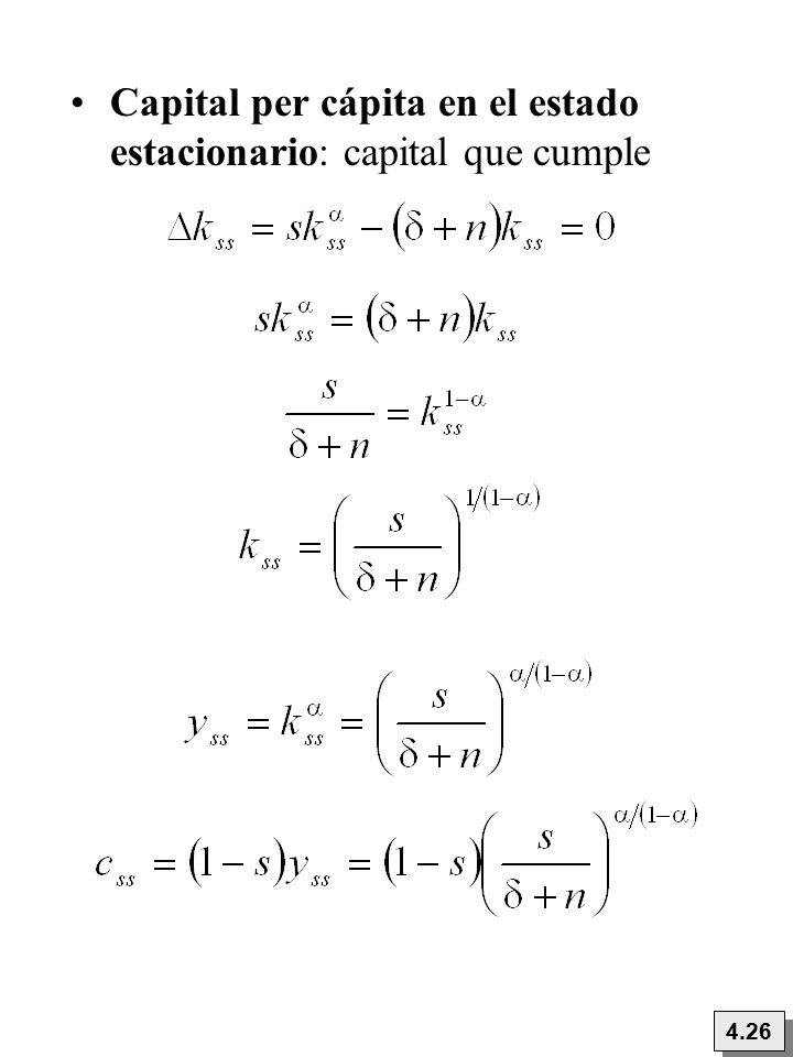 Capital per cápita en el estado estacionario: capital que cumple