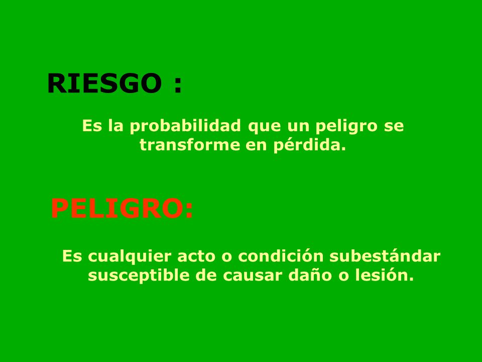Es la probabilidad que un peligro se transforme en pérdida.