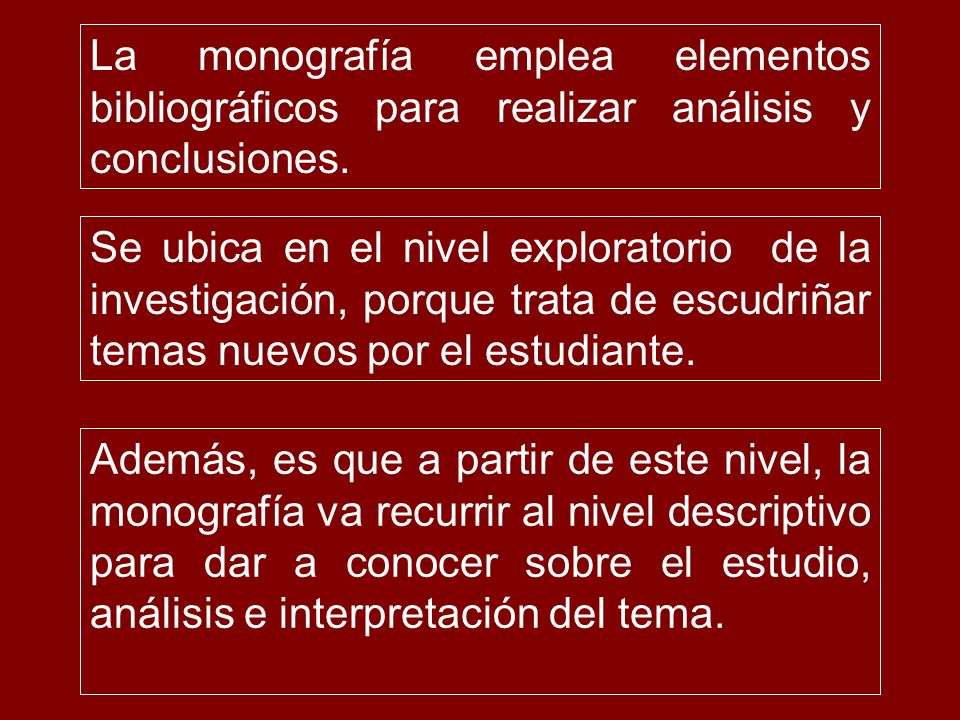 La monografía emplea elementos bibliográficos para realizar análisis y conclusiones.