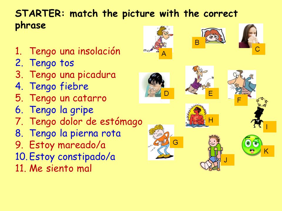 STARTER: match the picture with the correct phrase