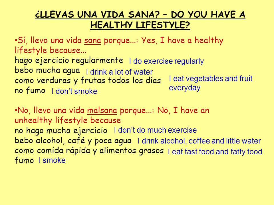 ¿LLEVAS UNA VIDA SANA – DO YOU HAVE A HEALTHY LIFESTYLE