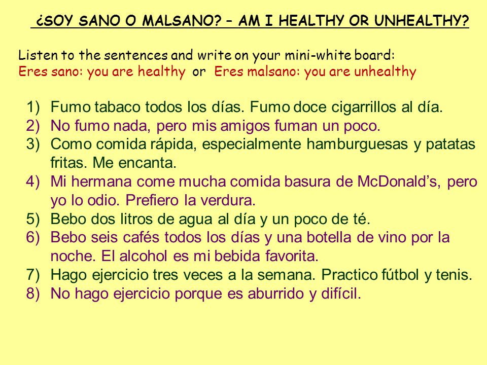 ¿SOY SANO O MALSANO – AM I HEALTHY OR UNHEALTHY