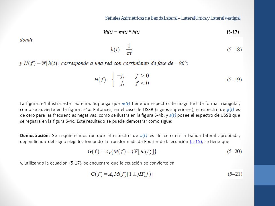 Señales Asimétricas de Banda Lateral – Lateral Unica y Lateral Vestigial