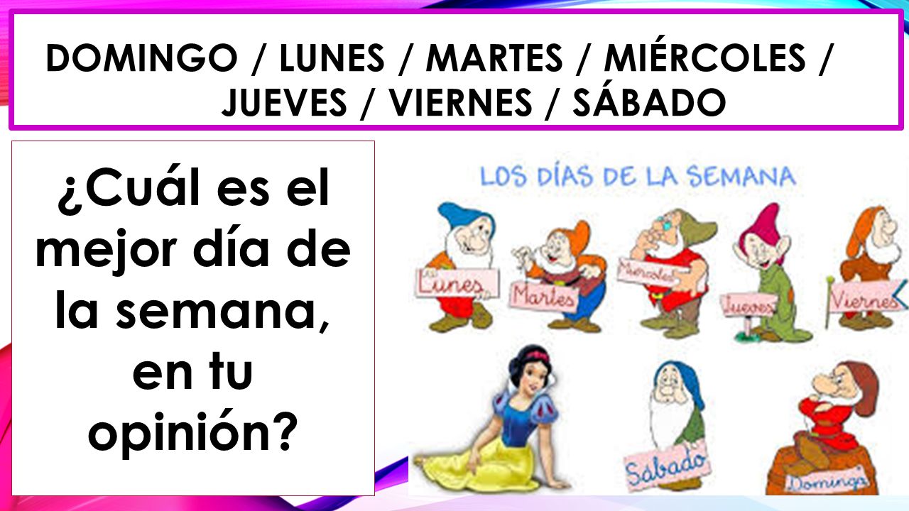 domingo / Lunes / martes / miércoles / jueves / Viernes / sábado
