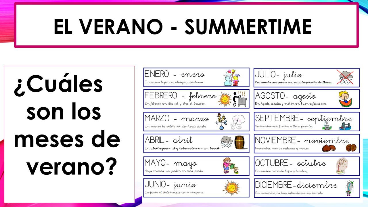 el verano - Summertime ¿Cuáles son los meses de verano