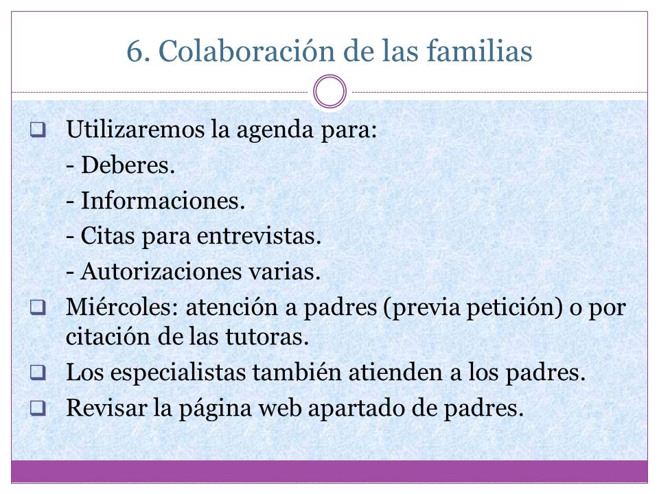 6. Colaboración de las familias