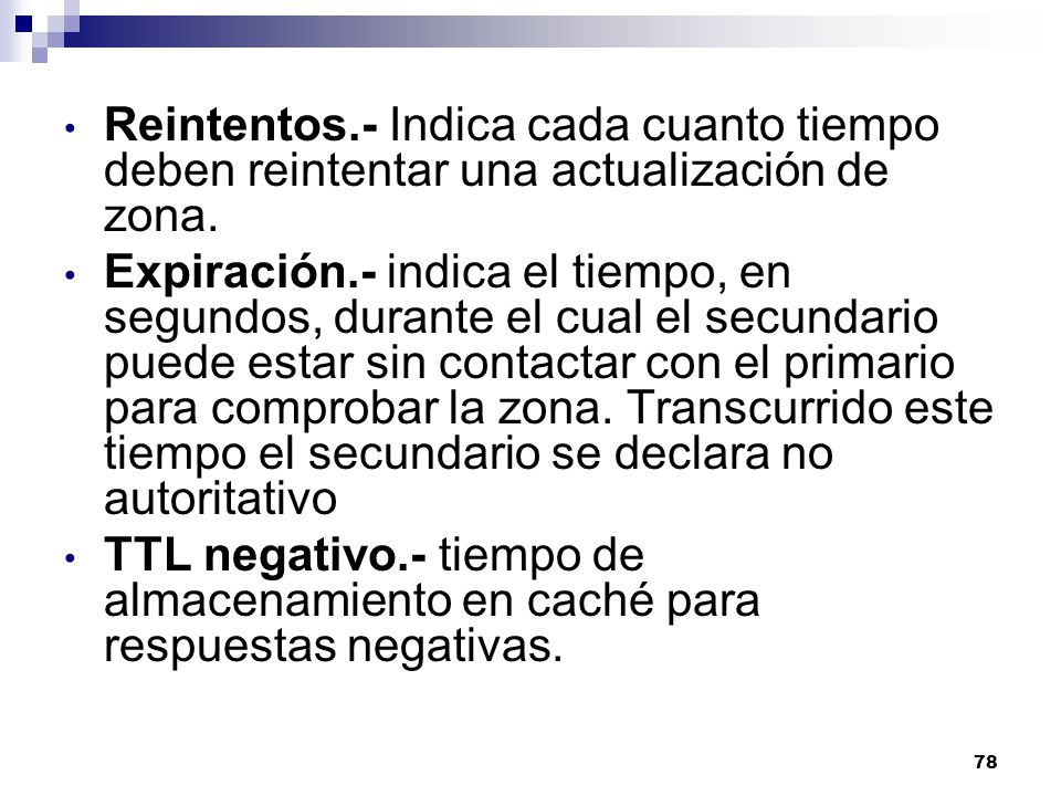 Reintentos.- Indica cada cuanto tiempo deben reintentar una actualización de zona.