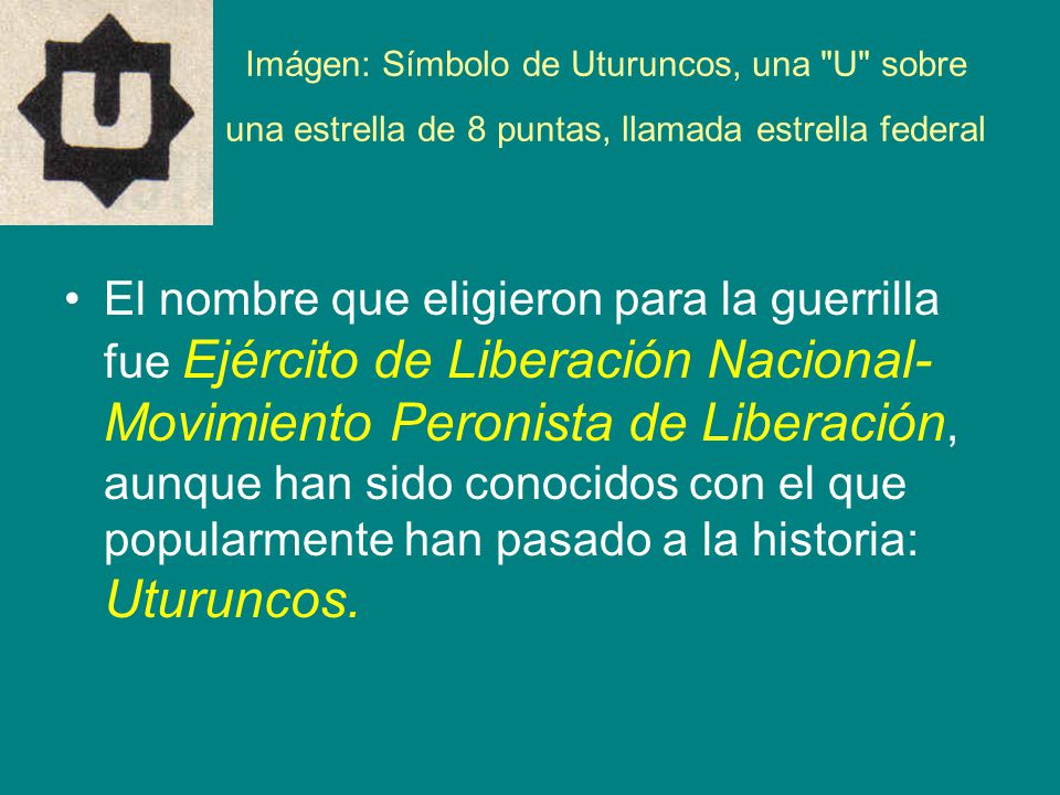Imágen: Símbolo de Uturuncos, una U sobre una estrella de 8 puntas, llamada estrella federal